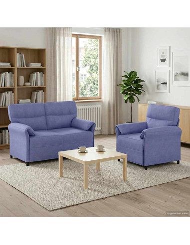 Set di divani 2 pz Blu jeans Tessuto