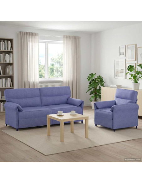 Set di divani 2 pz Blu jeans Tessuto