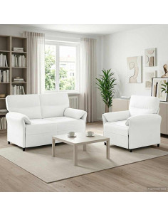 Set di divani 2 pz Bianco Tessuto