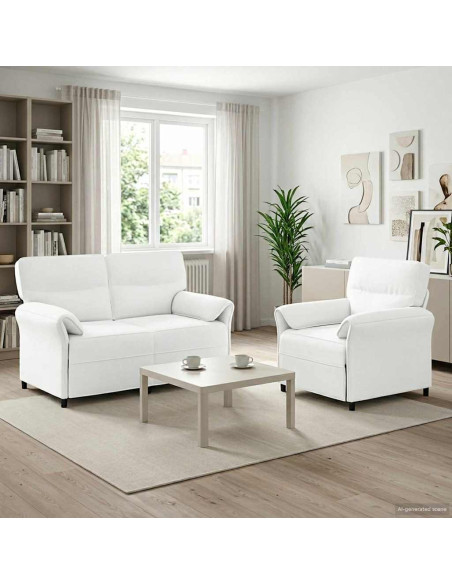 Set di divani 2 pz Bianco Tessuto