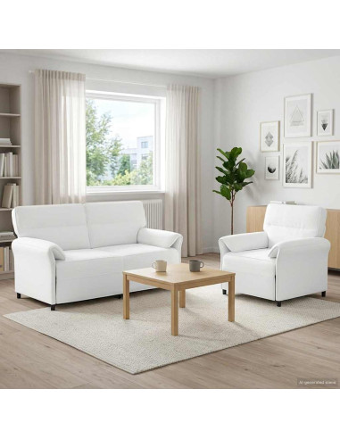 Set di divani 2 pz Bianco Tessuto