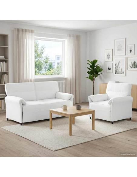 Set di divani 2 pz Bianco Tessuto