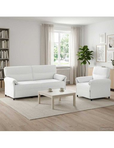 Set di divani 2 pz Bianco Tessuto