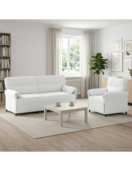 Set di divani 2 pz Bianco Tessuto