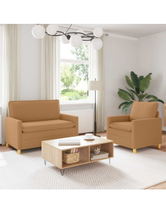 Set di divani 2 pz Beige Tessuto