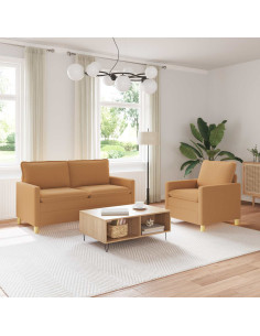 Set di divani 2 pz Beige Tessuto