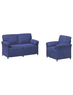 Set di divani 2 pz Blu Polizia Velluto 2