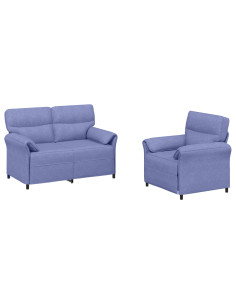 Set di divani 2 pz Blu jeans Tessuto 2