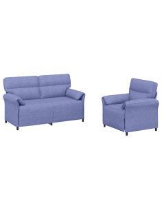 Set di divani 2 pz Blu jeans Tessuto 2