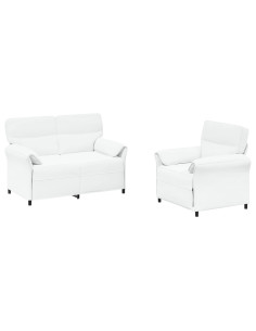 Set di divani 2 pz Bianco Tessuto 2
