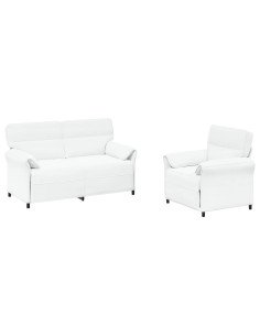 Set di divani 2 pz Bianco Tessuto 2