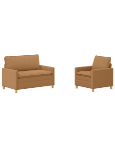 Set di divani 2 pz Beige Tessuto 2
