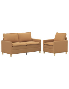 Set di divani 2 pz Beige Tessuto 2