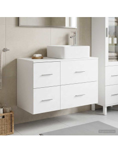 Set di mobili per il bagno 2 pz Bianco Legno ingegnerizzato
