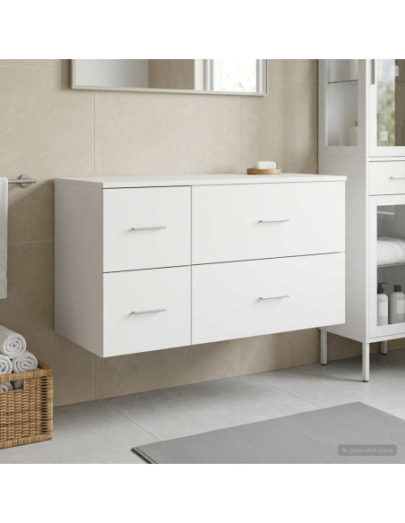 Set di mobili per il bagno 2 pz Bianco Legno ingegnerizzato