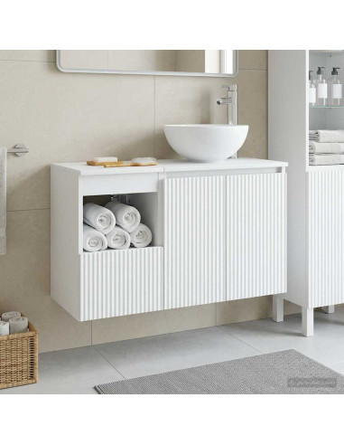 Set di mobili per il bagno 2 pz Bianco Legno ingegnerizzato