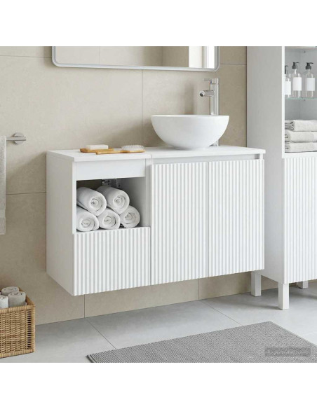 Set di mobili per il bagno 2 pz Bianco Legno ingegnerizzato