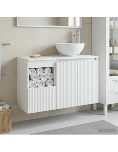 Set di mobili per il bagno 2 pz Bianco Legno ingegnerizzato