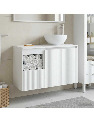 Set di mobili per il bagno 2 pz Bianco Legno ingegnerizzato