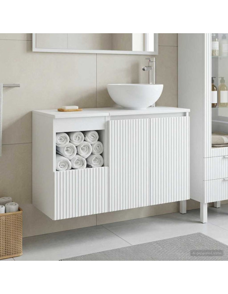 Set di mobili per il bagno 2 pz Bianco Legno ingegnerizzato