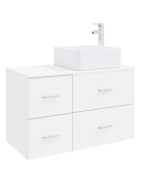 Set di mobili per il bagno 2 pz Bianco Legno ingegnerizzato
