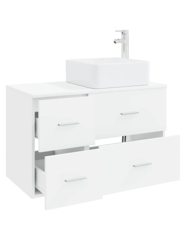 Set di mobili per il bagno 2 pz Bianco Legno ingegnerizzato