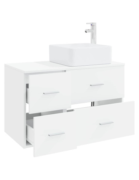 Set di mobili per il bagno 2 pz Bianco Legno ingegnerizzato