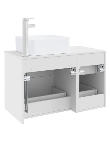 Set di mobili per il bagno 2 pz Bianco Legno ingegnerizzato