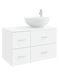 Set di mobili per il bagno 2 pz Bianco Legno ingegnerizzato 2