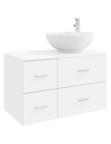 Set di mobili per il bagno 2 pz Bianco Legno ingegnerizzato