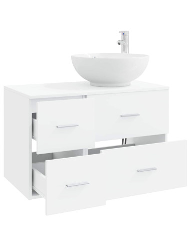 Set di mobili per il bagno 2 pz Bianco Legno ingegnerizzato