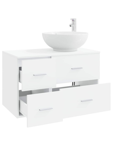Set di mobili per il bagno 2 pz Bianco Legno ingegnerizzato