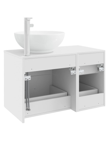 Set di mobili per il bagno 2 pz Bianco Legno ingegnerizzato