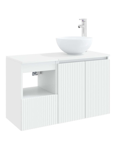 Set di mobili per il bagno 2 pz Bianco Legno ingegnerizzato