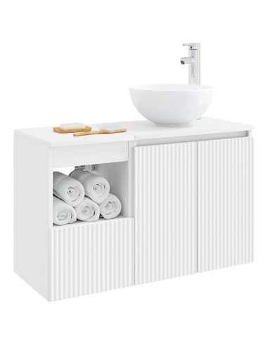 Set di mobili per il bagno 2 pz Bianco Legno ingegnerizzato