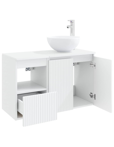 Set di mobili per il bagno 2 pz Bianco Legno ingegnerizzato