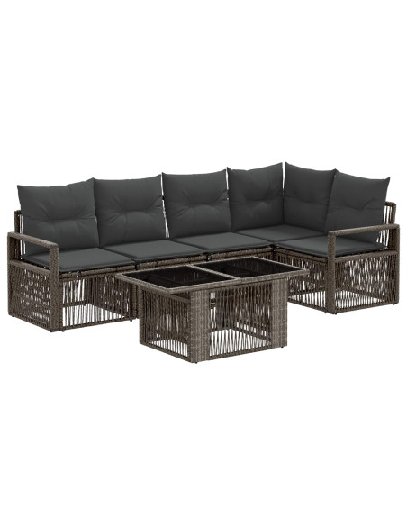Set Divano da Giardino 6 pz Grigio e Grigio Scuro polyrattan
