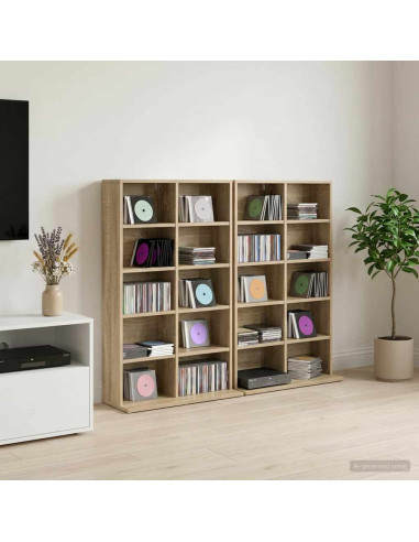 Mobile per CD 2 pz Rovere Sonoma 65 x 23,5 x 97,5 cm