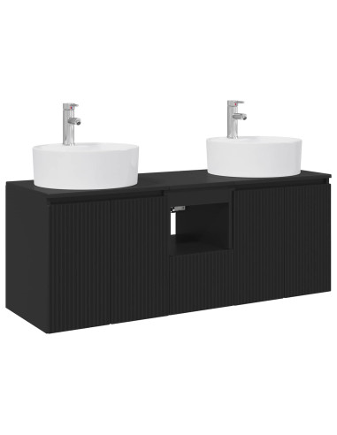 Set di Armadi da Bagno 3 pz Nero 49,5 x 44,5 x 65 cm