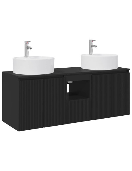 Set di Armadi da Bagno 3 pz Nero 49,5 x 44,5 x 65 cm