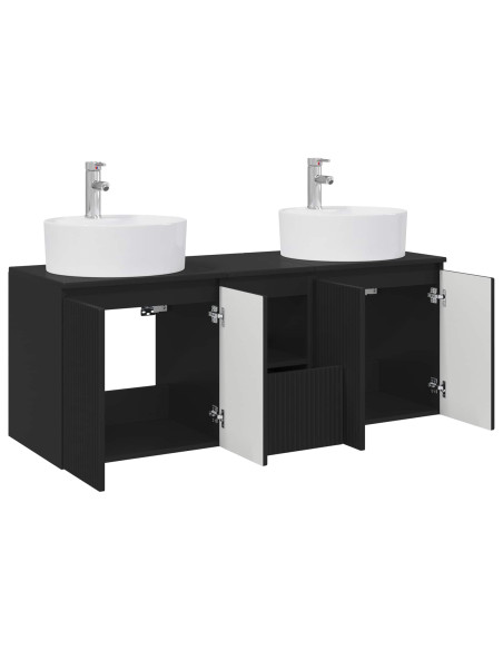 Set di Armadi da Bagno 3 pz Nero 49,5 x 44,5 x 65 cm