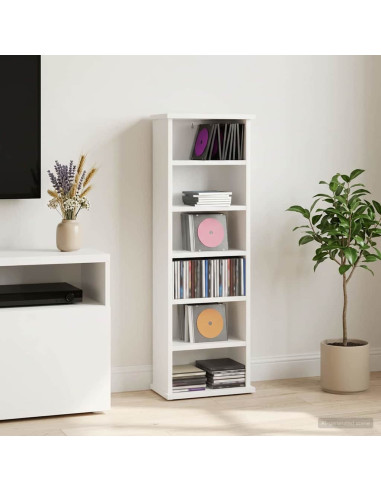 Mobile per CD Bianco 60 x 17 x 92 cm Legno ingegnerizzato
