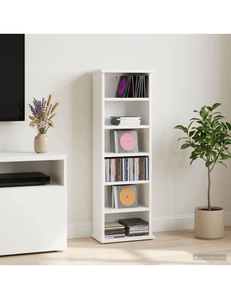 Mobile per CD Bianco 60 x 17 x 92 cm Legno ingegnerizzato