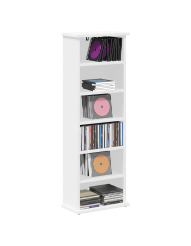 Mobile per CD Bianco 60 x 17 x 92 cm Legno ingegnerizzato