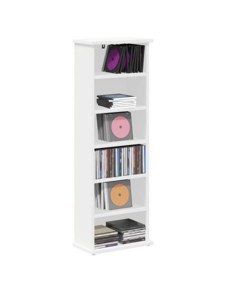 Mobile per CD Bianco 60 x 17 x 92 cm Legno ingegnerizzato