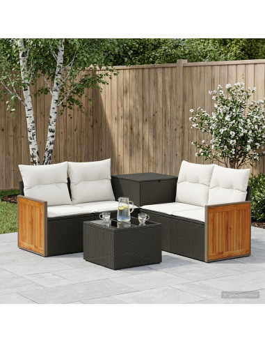 Set di divani 6 pz Nero e Bianco Crema