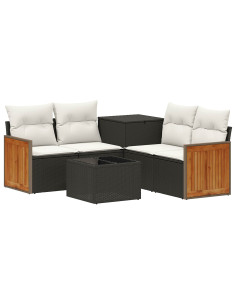 Set di divani 6 pz Nero e Bianco Crema 2