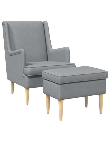 Poltrona con Ottomano 2 pz Grigio Chiaro Tessuto