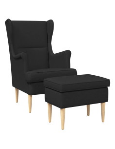 Poltrona con Ottomano 2 pz Nero Tessuto 2
