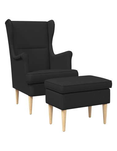 Poltrona con Ottomano 2 pz Nero Tessuto